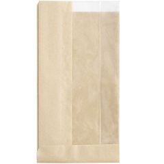 4 1/2" x 2 1/4" x 8 1/2" Kraft Window Sandwich / Bakery Bag - 500/Case