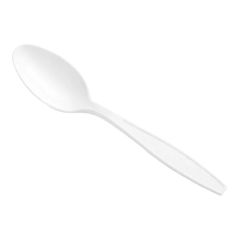 White Heavy Weight Polystyrene Plastic Teaspoon - 1,000/Case