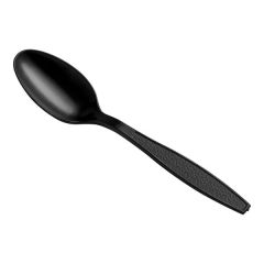 Black Heavy Weight Polystyrene Plastic Teaspoon - 1,000/Case