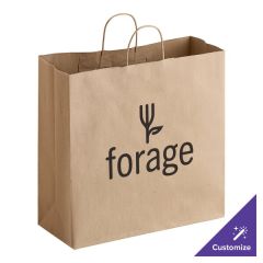 Buy 16 x 6 x 15 3/4 inch natural kraft paper customizable shopping bags with handles, durable paper carryout bags in a 200 case for retail, grocery, and takeaway use.