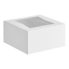 8" x 8" x 4" White Customizable Auto-Popup Window Cake / Bakery Box - 150/Case
