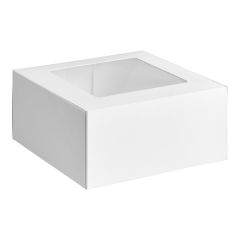 9" x 9" x 4" White Auto-Popup Window Cake / Bakery Box - 150/Case